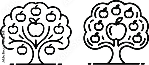 Mother Apple Tree Line Art Symbol