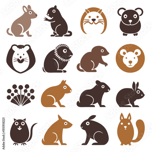 Assorted Rodents and Small Mammals in Flat Vector Graphics
