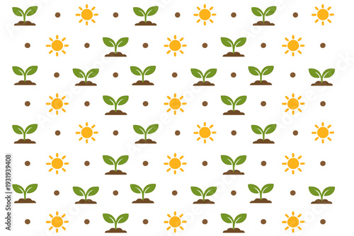 Plant and sun pattern layout created for nature themes or gardening projects used in various design applications