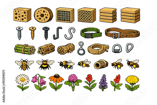 Crafting bee habitats with wooden materials and plants for pollinators in a backyard setting