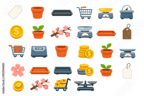 Collecting gardening tools and supplies for creating a small garden space in spring