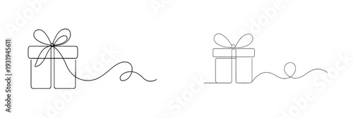 Minimalist outline design of gift boxes with ribbons adaptable for various purposes and occasions