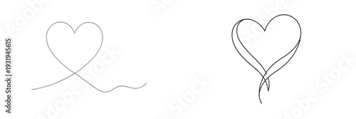 Two simple heart drawings showcasing different styles and designs for expressing love and affection