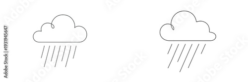 Simple line drawings of clouds with rain, capturing the essence of a rainy day in an artistic form