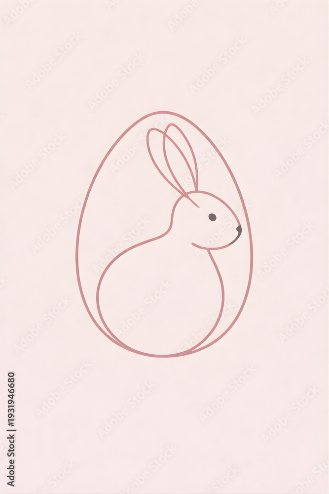 Fototapeta premium Minimalist Easter Bunny Line Art