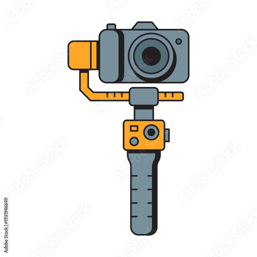 Action camera with handheld gimbal stabilizer illustration 