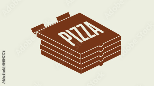 Delicious pizza box with lid open on cream background