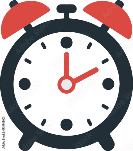 Alarm clock Vector realistic. Red and black clocks isolated on whites