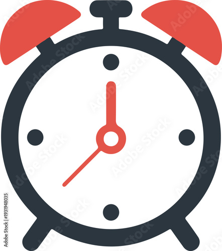  Colorful retro alarm clock illustration.