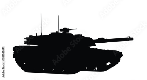 Silhouette of a modern battle tank against a plain white background