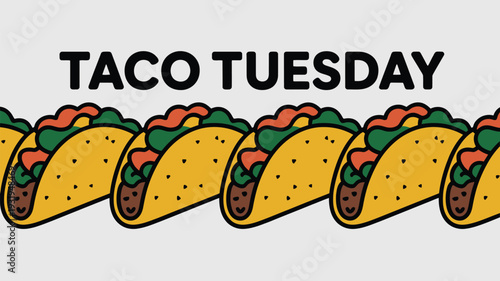 Vibrant tacos lined up for Taco Tuesday celebration with fresh ingredients