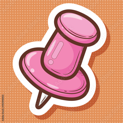 Cute Pink Pushpin Illustration for Notes and Reminders