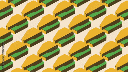 Vibrant cheeseburger pattern for food branding and advertising