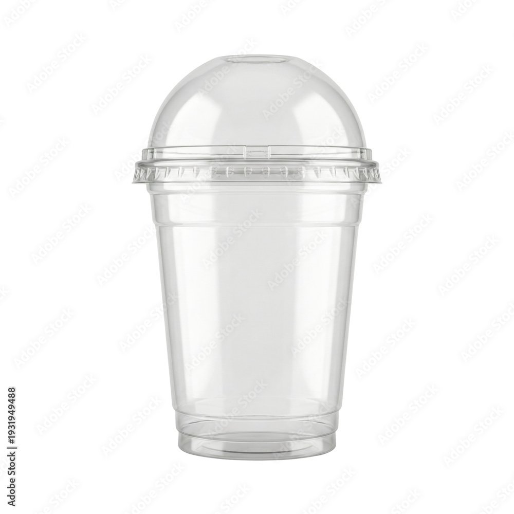 Foto Empty clear plastic disposable cup with dome lid