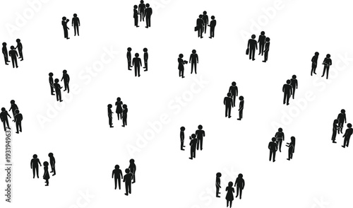 Small groups of people silhouettes social interaction concept isolated on white background community communication vector illustration set
