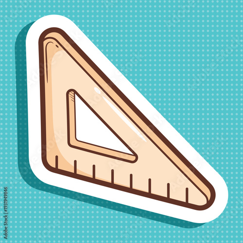 Hand Drawn Set Square Ruler Sticker Vector Art