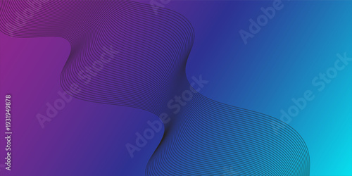 Sophisticated abstract background featuring elegant black flowing wave lines over a vibrant purple and teal gradient. modern design