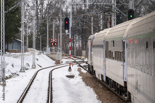 a train approaching a track crossing