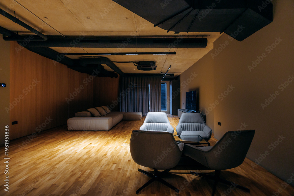 Fototapeta premium Comfortable discussion nook with stylish decor and inviting atmosphere