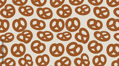 Brown pretzels on beige background for food or snack concept