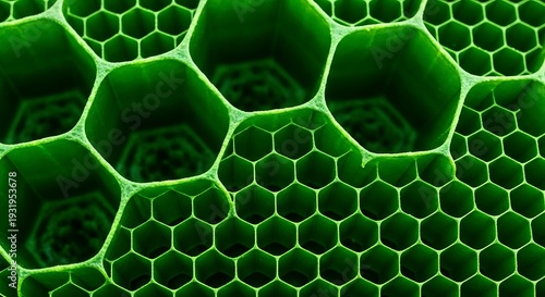 Green Honeycomb Pattern with Hexagonal Cells.