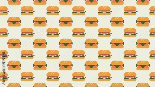 Vibrant sandwich pattern on cream background for food branding