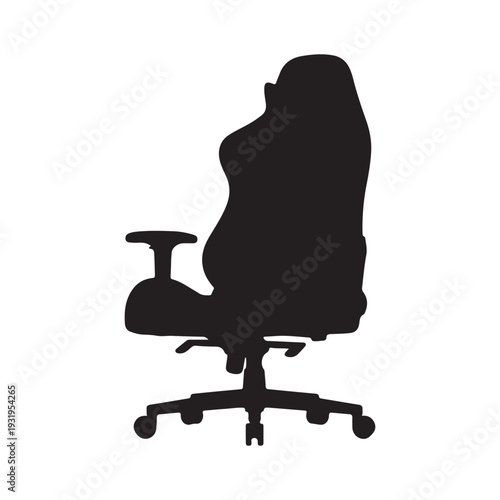 The best computer gaming chair silhouette, vector illustration in trendy style. Editable graphic resources for many purposes.
