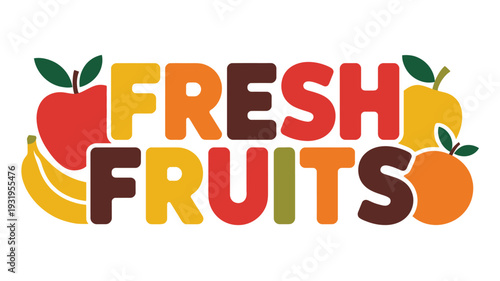 Vibrant Fresh Fruits Logo with Colorful Illustrations
