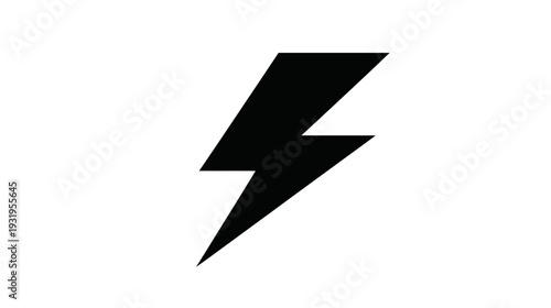 A black lightning bolt graphic, centered on a white background, representing electricity