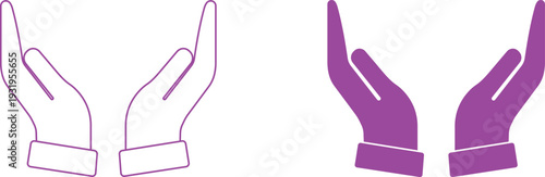 Open hands icon gesture support help charity vector graphic