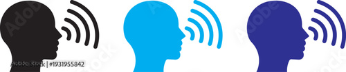 Speak symbol, voice icon linear and solid, Speaking icon set. Talk person sign or symbol