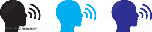 Speak symbol, voice icon linear and solid, Speaking icon set. Talk person sign or symbol