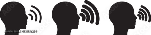 Speak symbol, voice icon linear and solid, Speaking icon set. Talk person sign or symbol