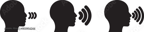 Speak symbol, voice icon linear and solid, Speaking icon set. Talk person sign or symbol