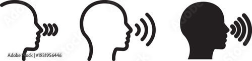 Speak symbol, voice icon linear and solid, Speaking icon set. Talk person sign or symbol