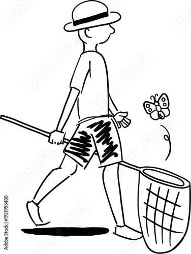 虫取り少年イラスト1