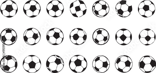 Football ball vector icon set. Soccer balls icons. soccer ball icons, football or soccer ball icon set in different styles, football simple black style, Vector illustration eps 10.