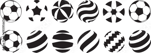 Football ball vector icon set. Soccer balls icons. soccer ball icons, football or soccer ball icon set in different styles, football simple black style, Vector illustration eps 10.