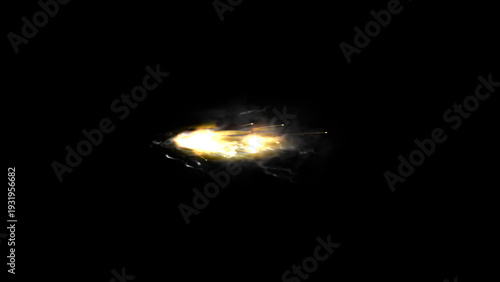 Obraz na plátně Gun flash. Realistic muzzle flash and shotgun fire and smoke