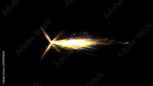 Fotografija Gun flash. Realistic muzzle flash and shotgun fire and smoke