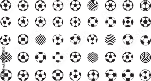 Football ball vector icon set. Soccer balls icons. soccer ball icons, football or soccer ball icon set in different styles, football simple black style, Vector illustration eps 10.