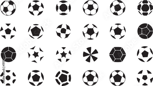 Football ball vector icon set. Soccer balls icons. soccer ball icons, football or soccer ball icon set in different styles, football simple black style, Vector illustration eps 10.