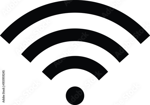 WiFi signal icon silhouette, wireless internet connection symbol vector illustration isolated on white background for technology design