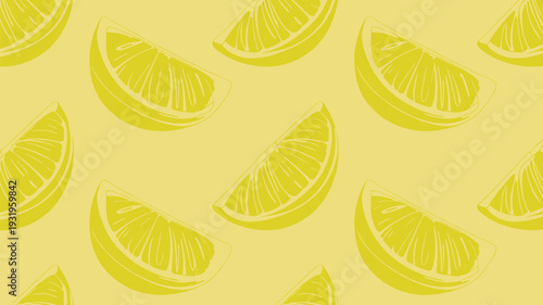 Vibrant yellow lemon wedges on bright background for food design