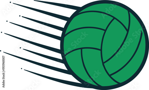 Green volleyball with speed lines showing motion sport vector illustration EPS PNG file