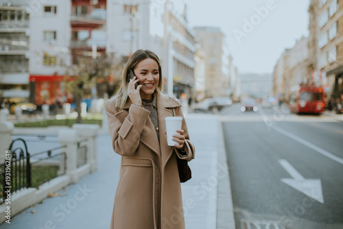 Woman talking on phone and ...