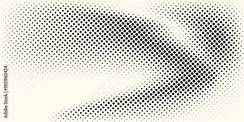 Hexagon halftone gradient texture. Abstract black grunge background. Geometric retro halftone tech overlay. Fading wavy hexagonal pattern backdrop. Vector wallpaper