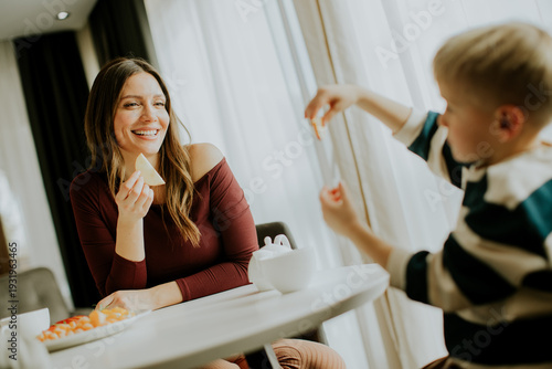 Sharing snacks and smiles a...