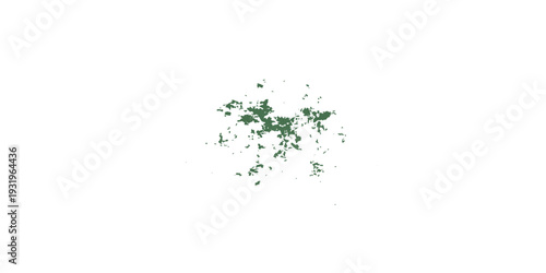 A 3d nature illustration featuring green grass on a white background with an alpha channel design, accented by watercolor paint splatters and ink stain textures for a grunge art frame