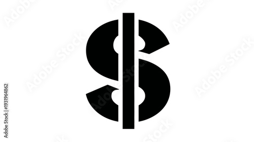A bold, black graphic of a dollar sign on a white background, minimal and modern